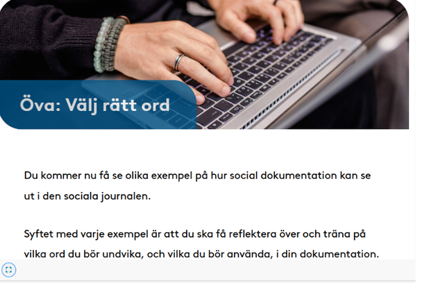 Skärmbild från uppdrag: Social dokumentation – från påbörjat manus till interaktiv e-learning